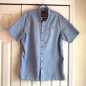 Eddie Bauer Men’s Shirt TXL Blue & White Plaid Button-Down Short Sleeve